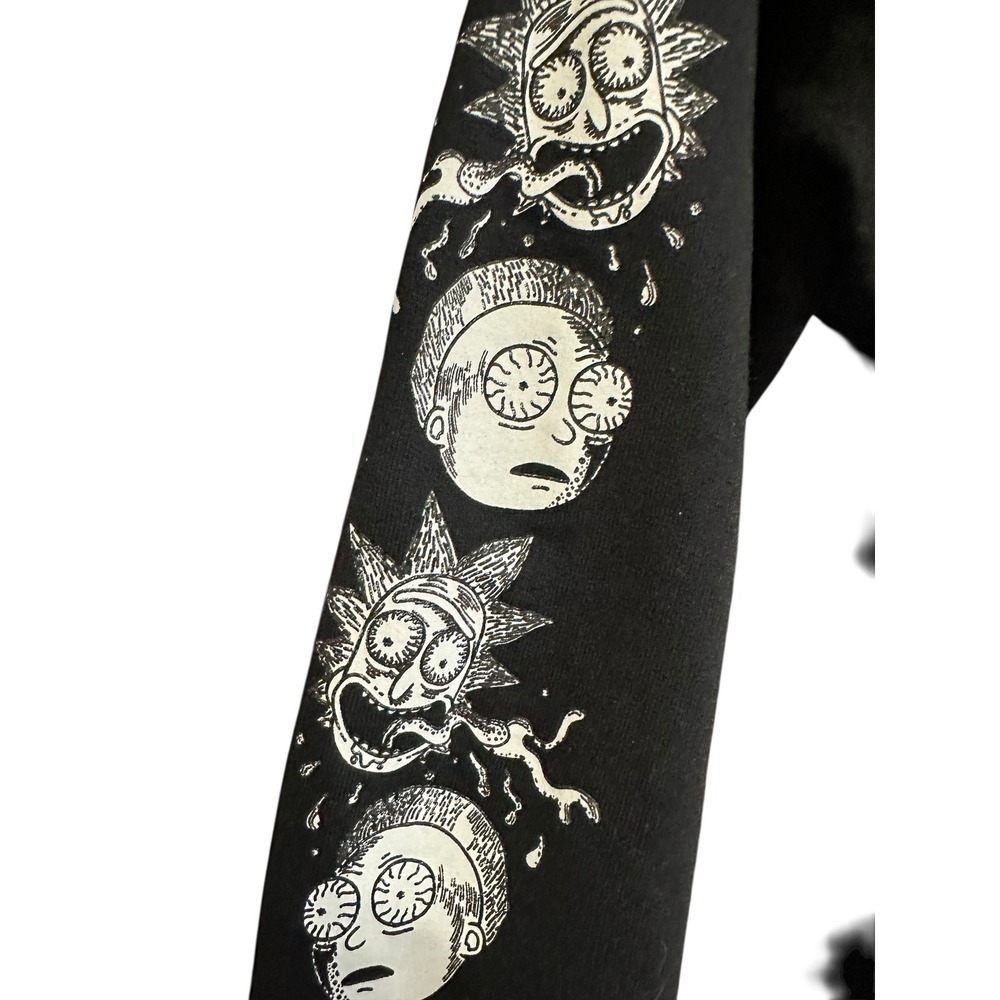 Rick and Morty Adult Swim Black Graphic Hoodie Skateboard Back Print Mens Large - Picture 2 of 8
